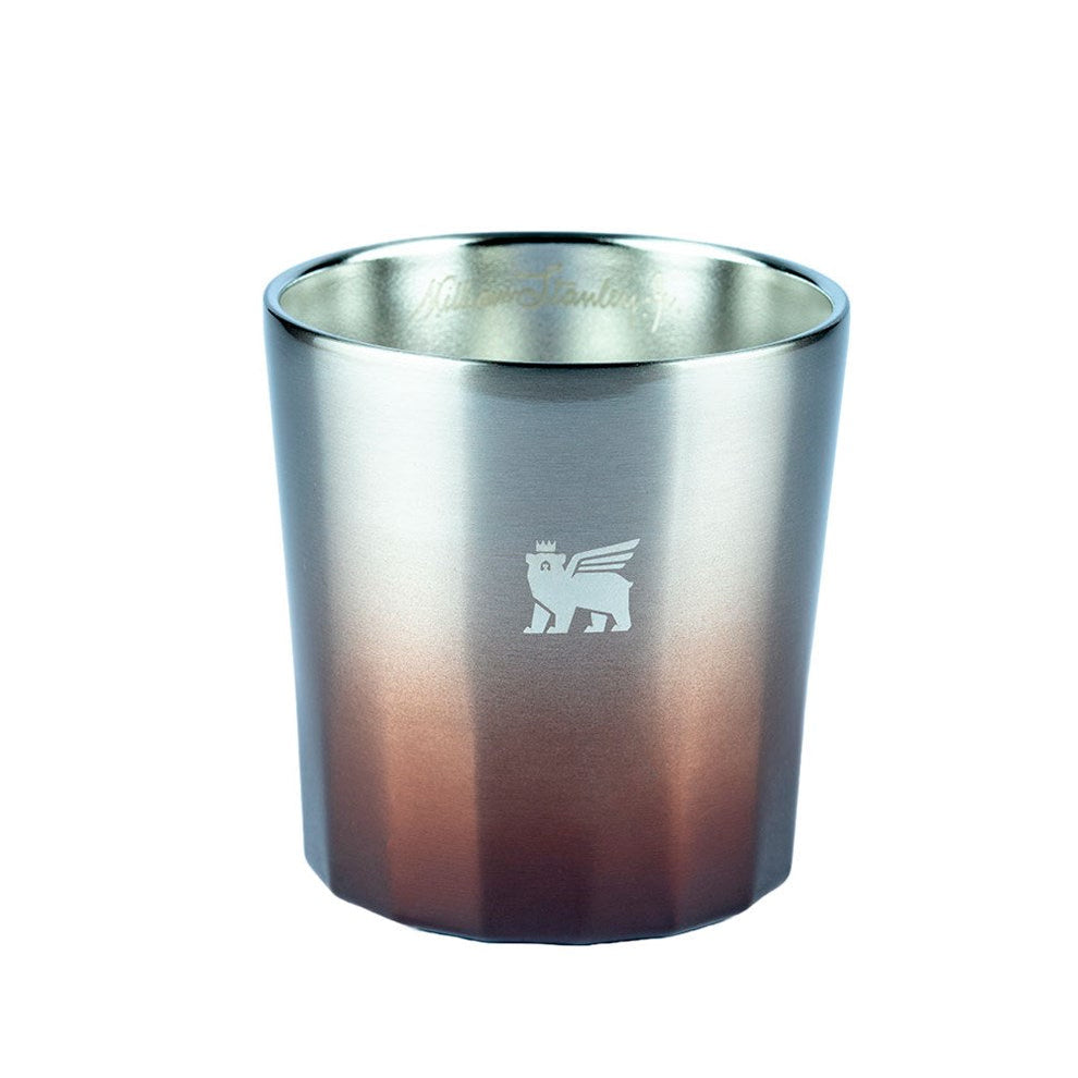 Copo térmico em degradê de cinza e cobre.