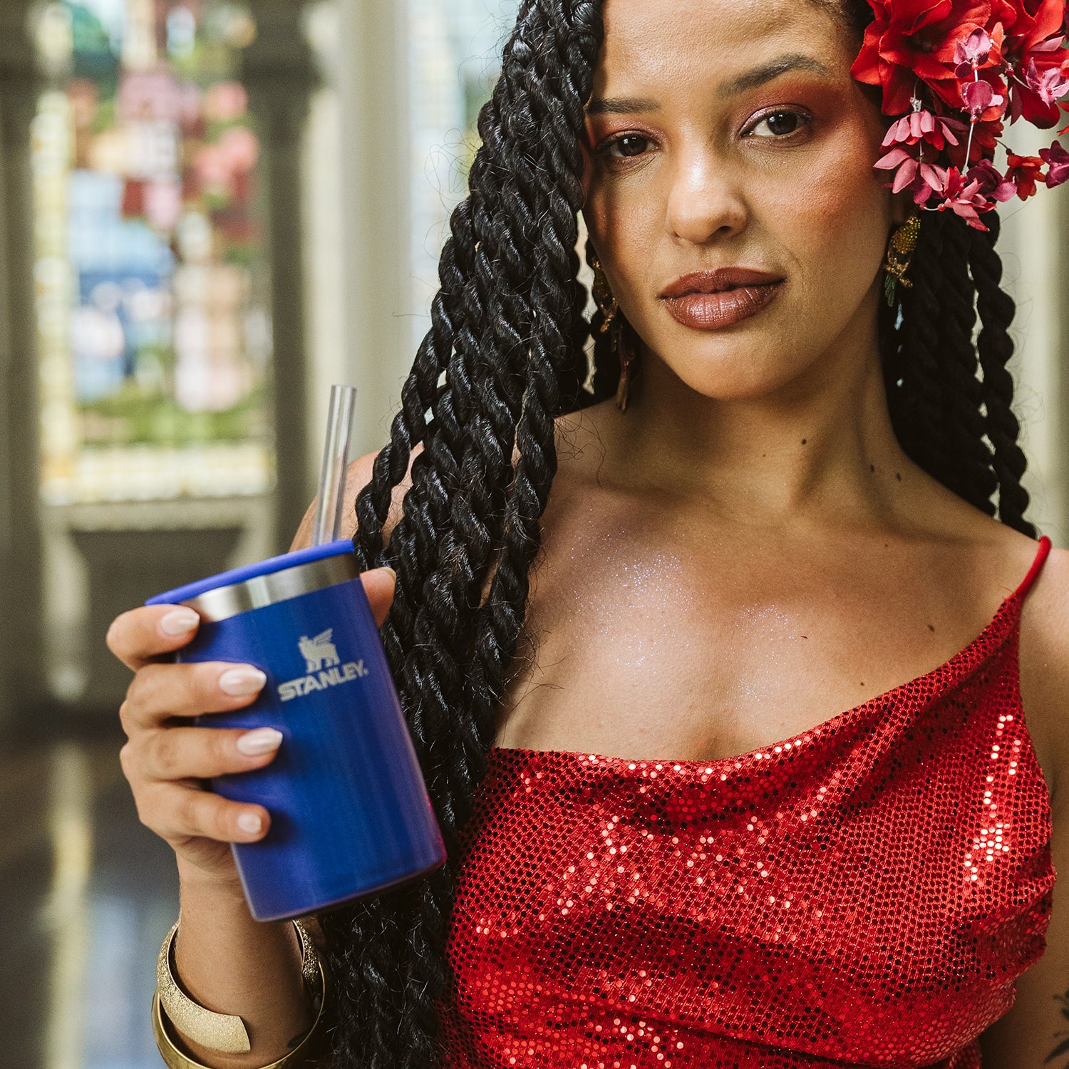 Can Cooler com canudo Stanley Apple Shimmer | 296ML