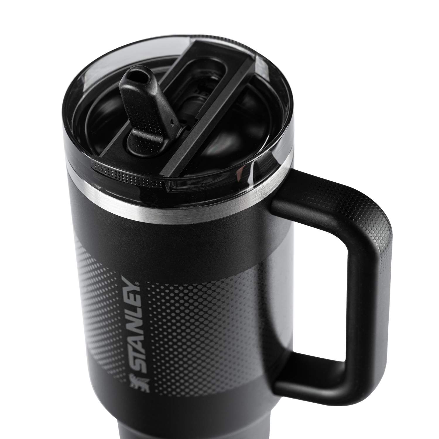 Quencher Stanley preta com bico e alça