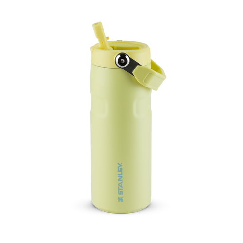 Copo térmico Stanley verde-pistache com canudo.