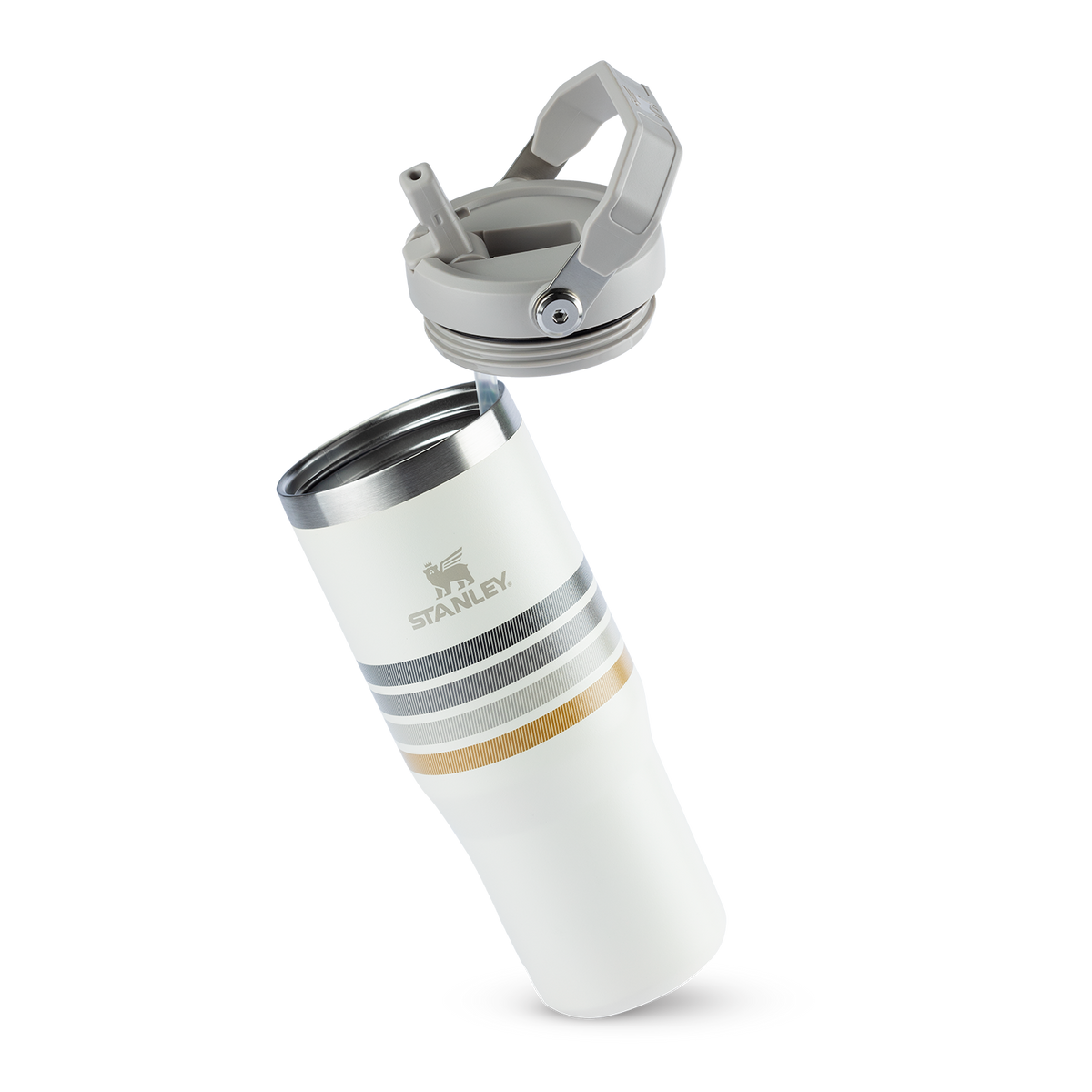 Tumbler Térmico Flip Straw Varsity Cream Ash Stripes | 887ml